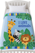 I Love Animals Baby Blanket | Soft 1-Ply Toddler Throw | 41" x 53"