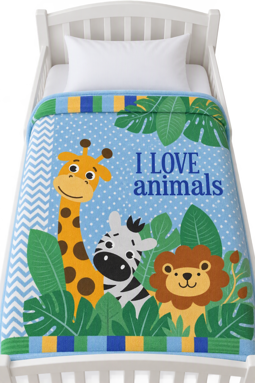 I Love Animals Baby Blanket | Soft 1-Ply Toddler Throw | 41" x 53"