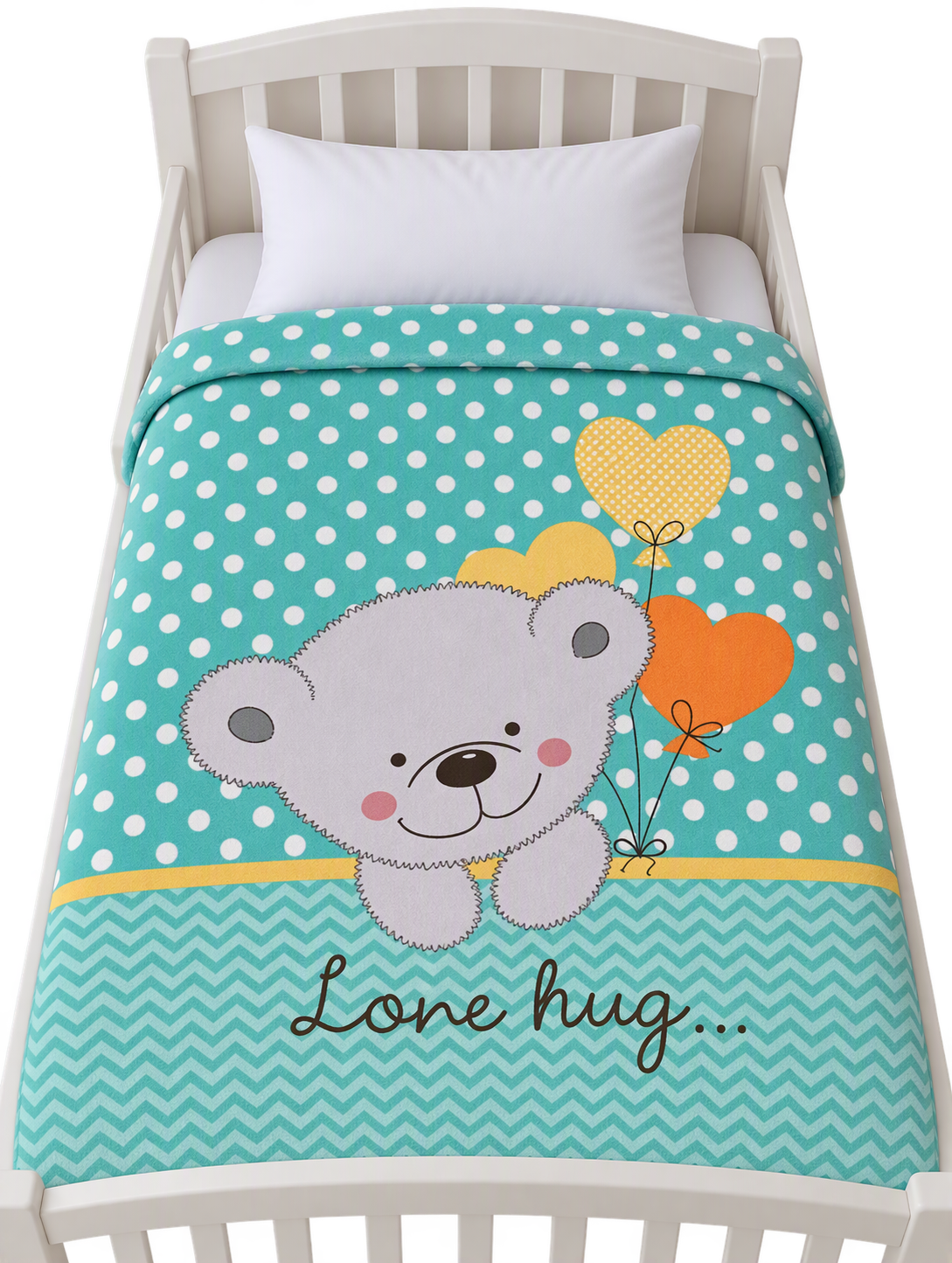 Love Hug Bear Baby Blanket | Soft 1-Ply Toddler Throw | 41" x 53"