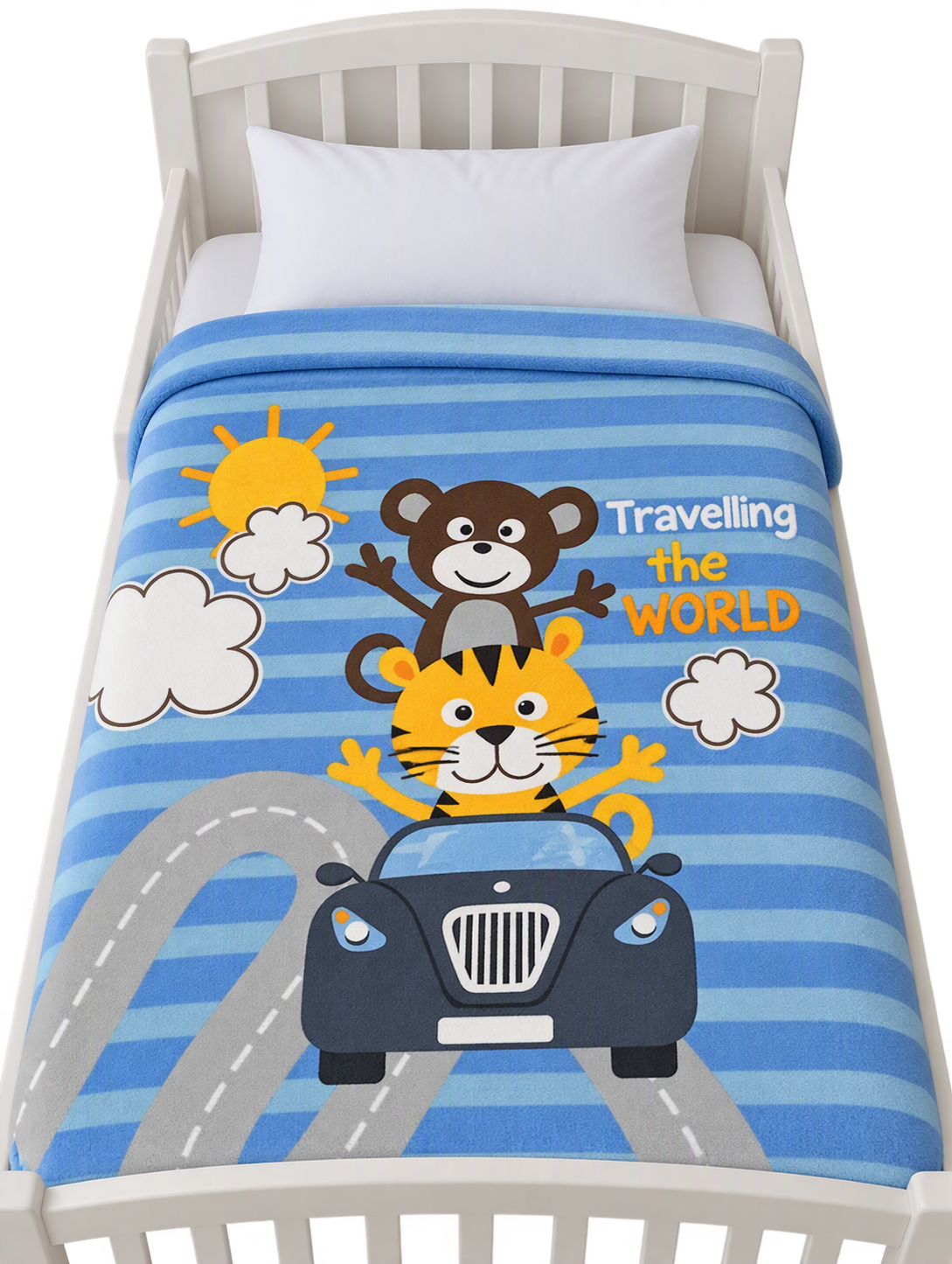 Travelling the World Baby Blanket | Soft 1-Ply Toddler Throw | 41" x 53"