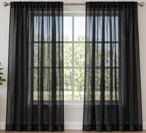 Premium Sheer Curtain Panels | Light Filtering Window Drapes for Living Room, Bedroom & Dining Room | 2 Panel Set