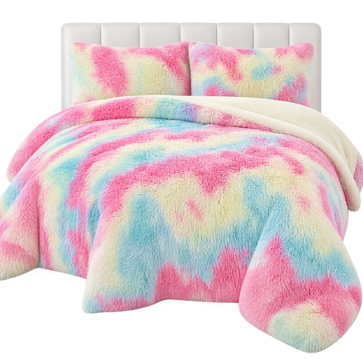 Shaggy Faux Fur Blanket Set | Ultra Soft Plush Sherpa Bedding (3-Piece)