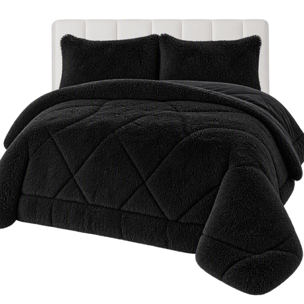 Shaggy Faux Fur Blanket Set | Ultra Soft Plush Sherpa Bedding (3-Piece)