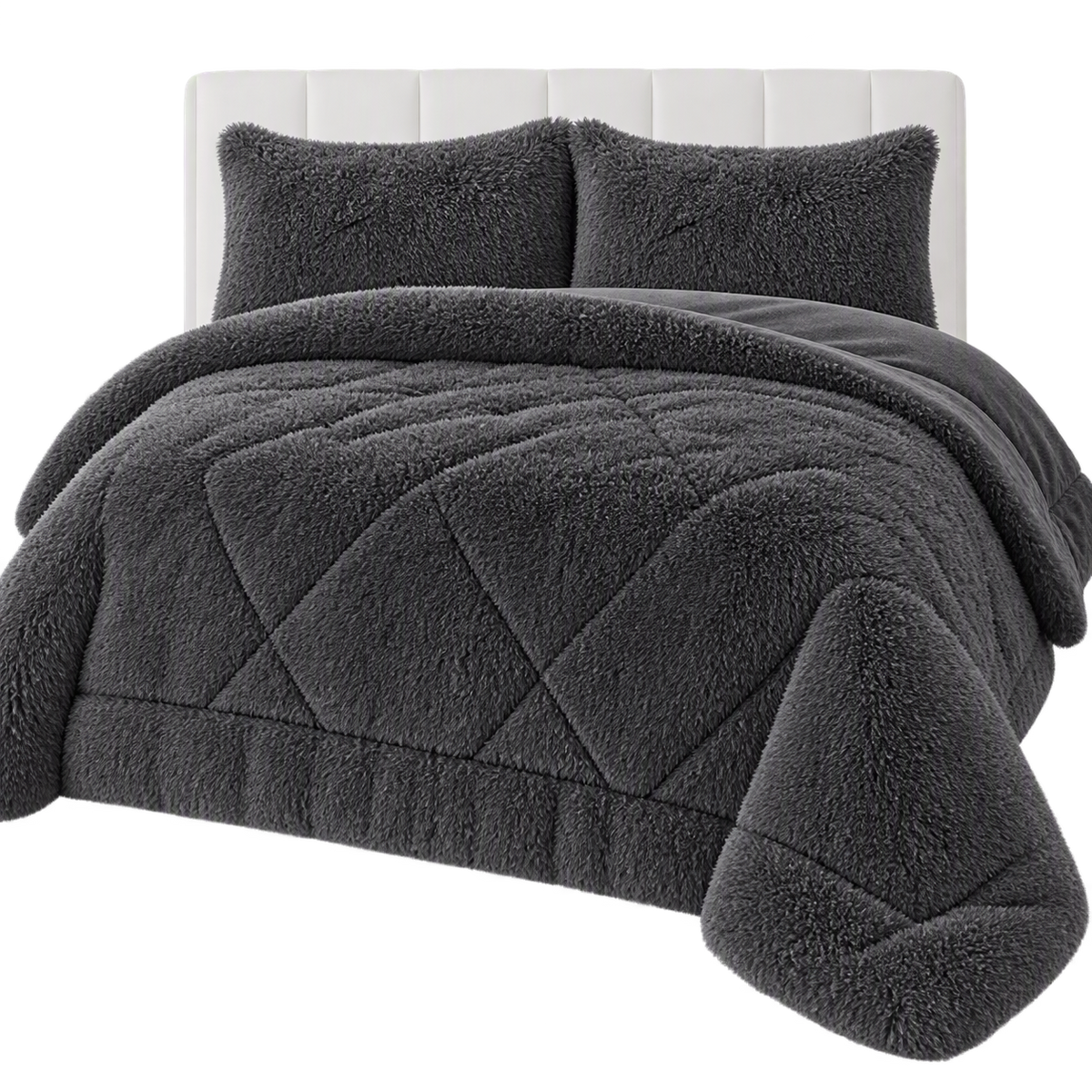 Shaggy Faux Fur Blanket Set | Ultra Soft Plush Sherpa Bedding (3-Piece)