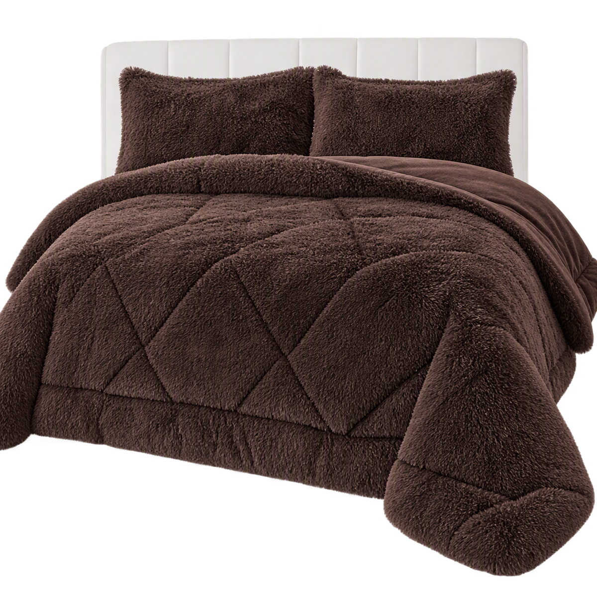Shaggy Faux Fur Blanket Set | Ultra Soft Plush Sherpa Bedding (3-Piece)