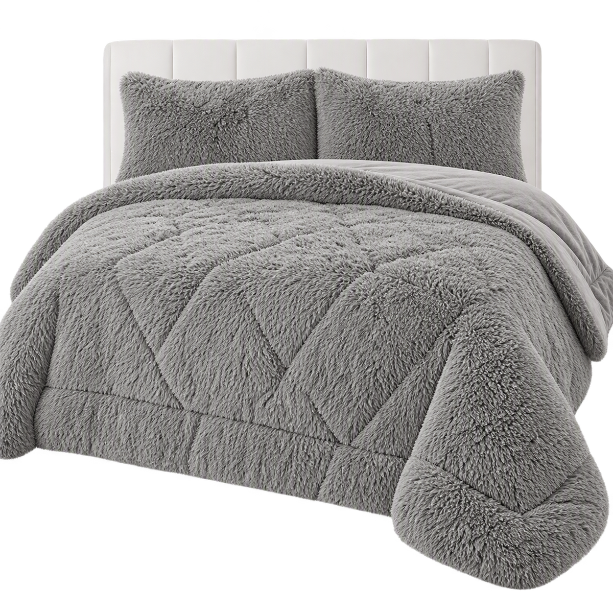 Shaggy Faux Fur Blanket Set | Ultra Soft Plush Sherpa Bedding (3-Piece)