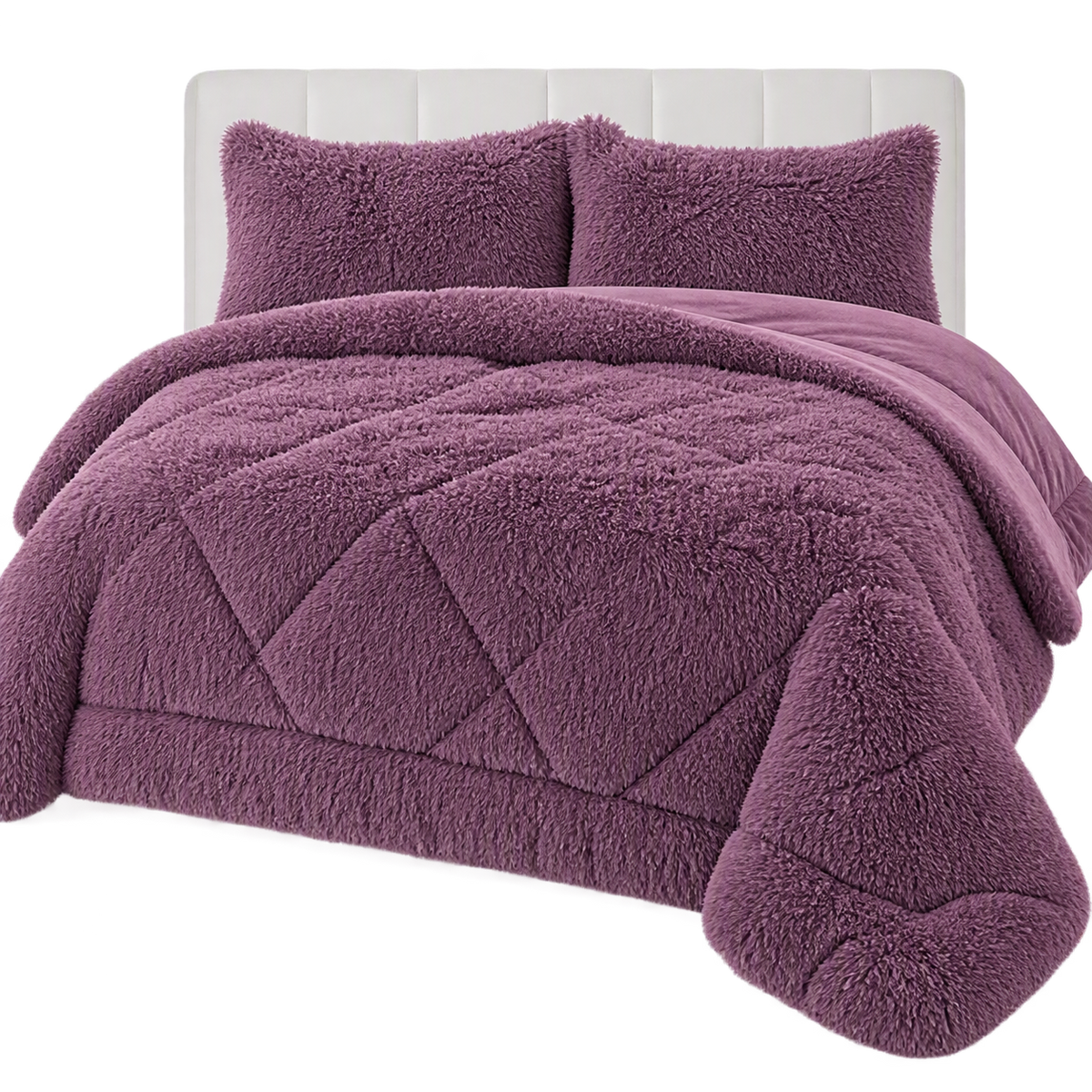 Shaggy Faux Fur Blanket Set | Ultra Soft Plush Sherpa Bedding (3-Piece)