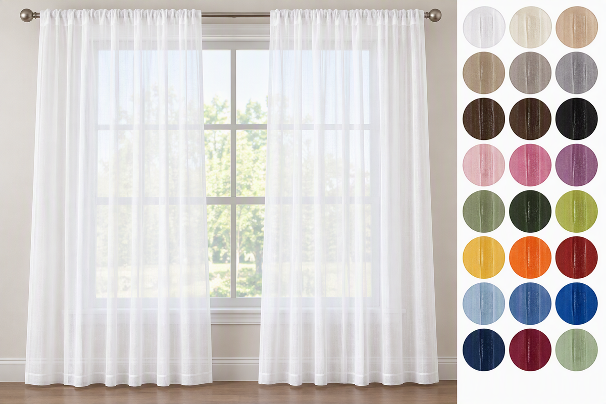 Premium Sheer Curtain Panels | Light Filtering Window Drapes for Living Room, Bedroom & Dining Room | 2 Panel Set