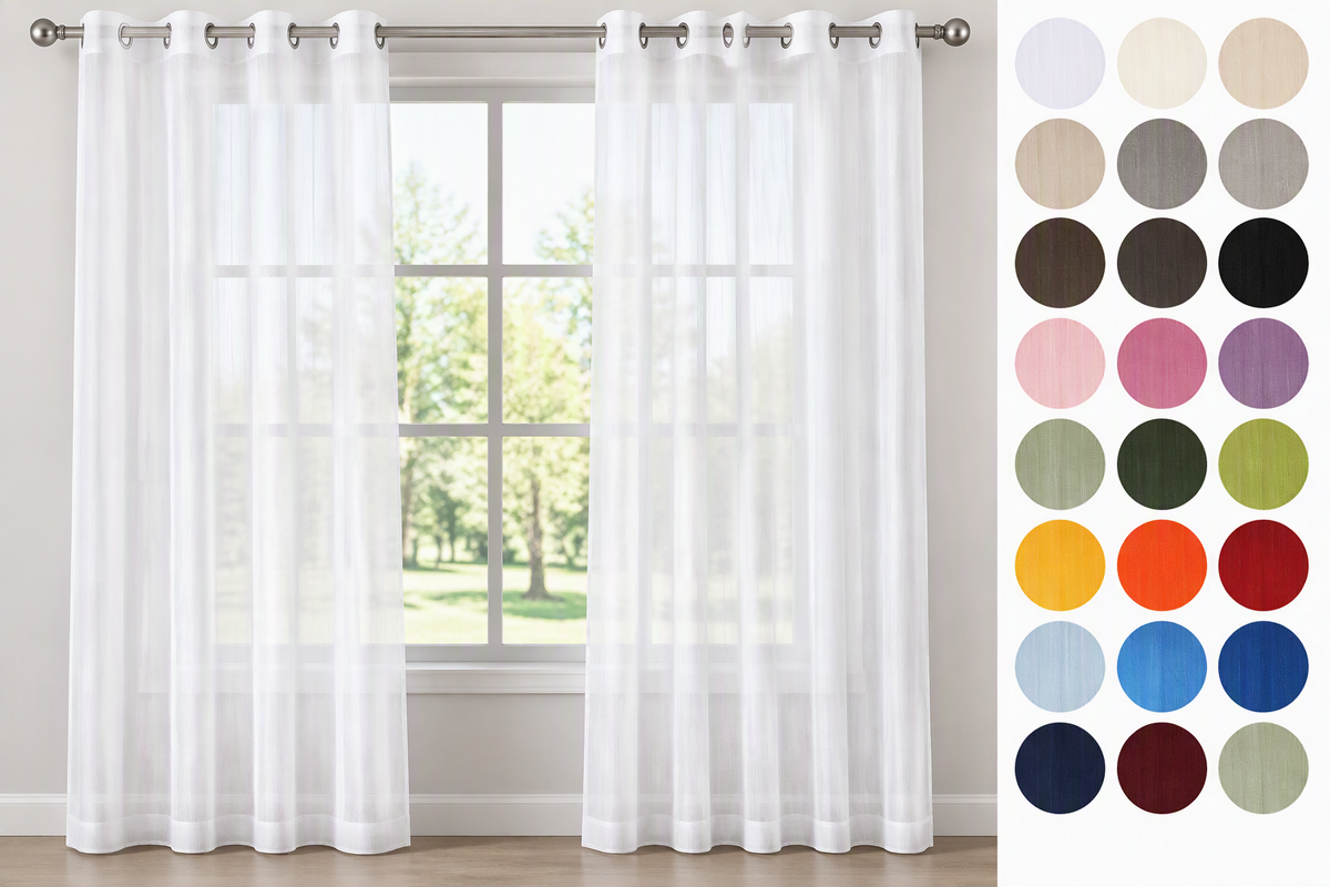 Premium Sheer Curtain Panels with Grommet | Light Filtering Window Drapes for Living Room, Bedroom & Dining Room | 2 Panel Set